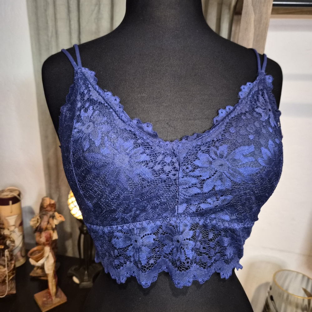 Elegant Lace Bralette in Blue #0092